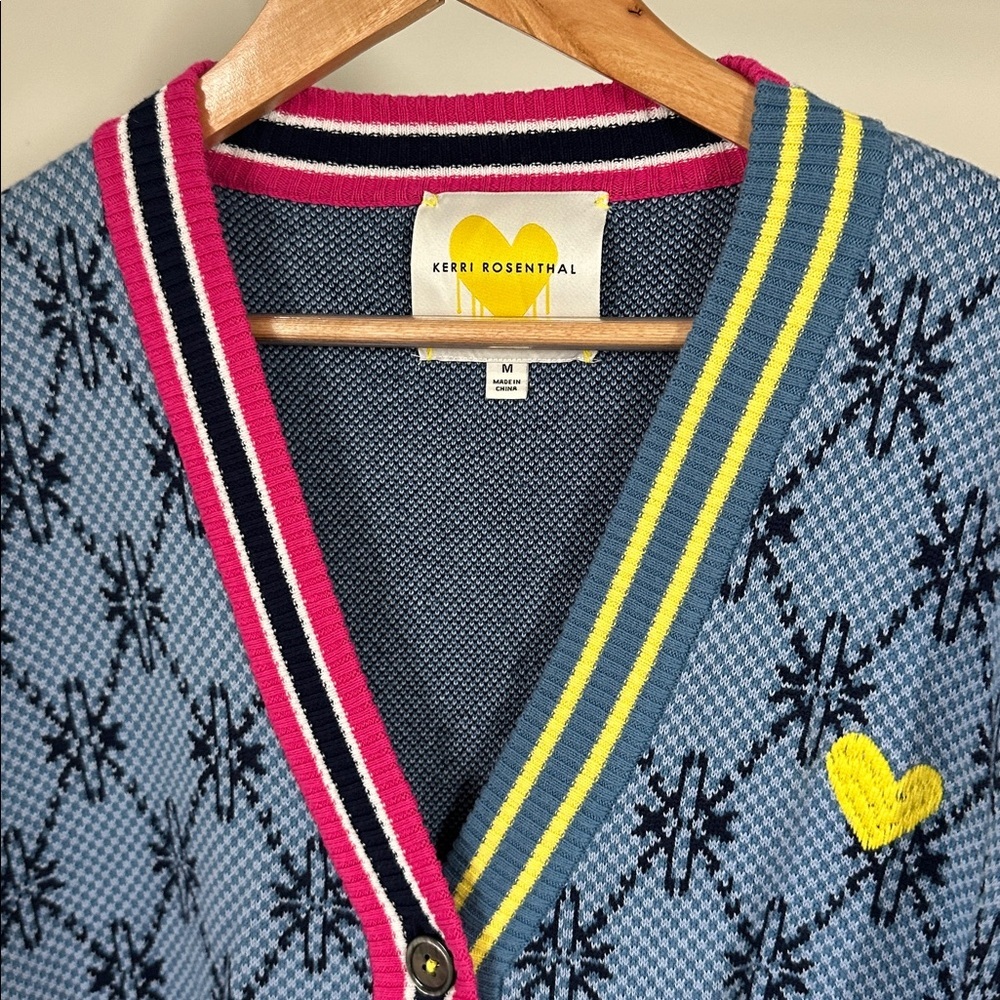 KERRI ROSENTHAL Patterned V-Neck Liv Cardigan - Size M - Picture 5 of 10